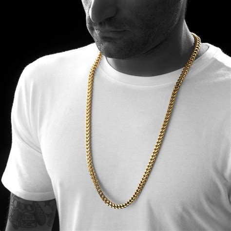 gold stainless steel box chain|solid box chain necklace.